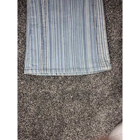 Vintage Gasoline Y2K Low Rise Striped Flare Jeans Denim Pants Boho Rave Size 11 - Picture 5 of 12